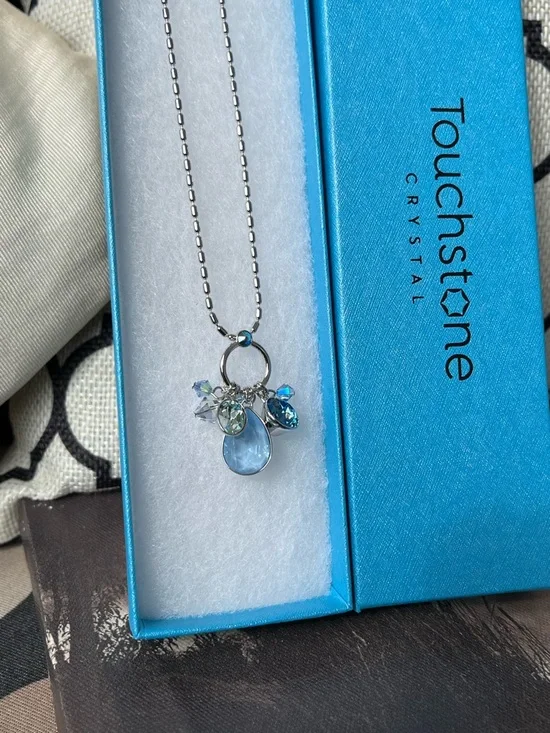 Swarovski Silver Necklace with Light Teardrop and Blue Accents Charmed Existence - Picture 9 of 10